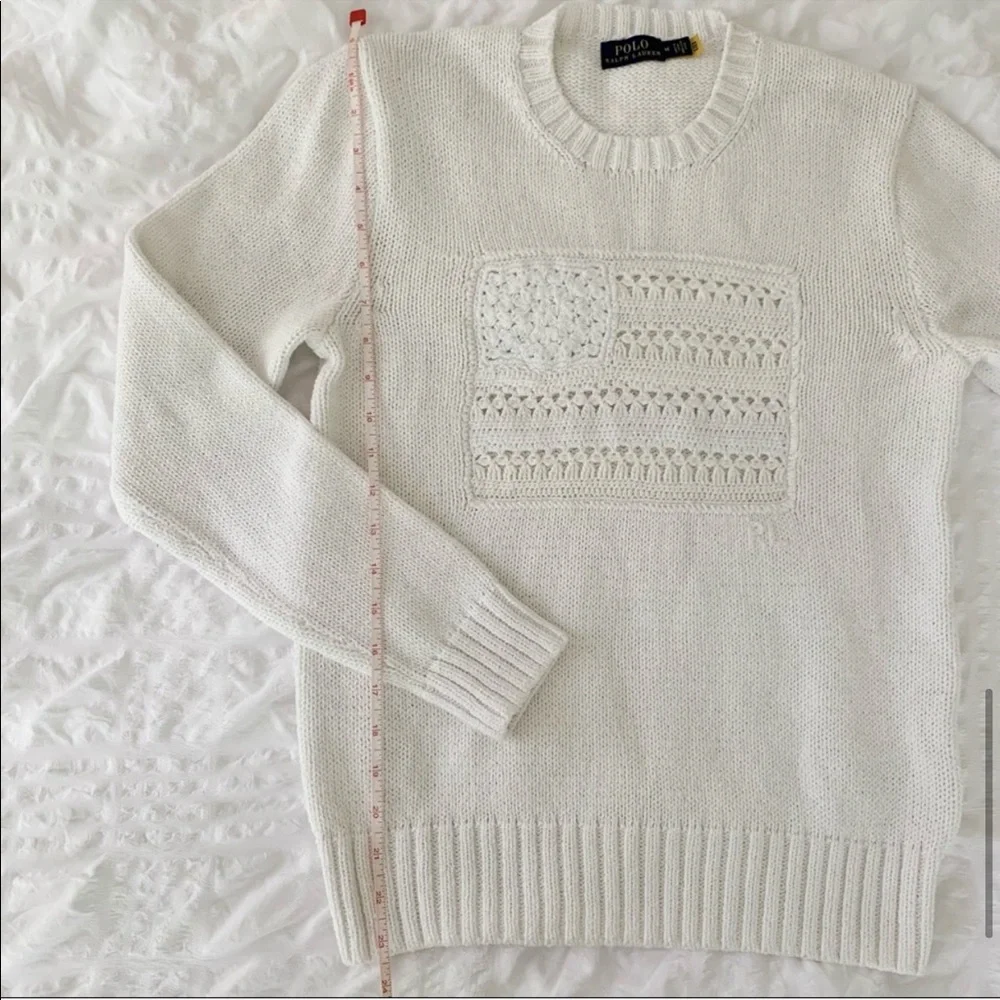 New Ralph Lauren American Flag White Sweater - Picture 10 of 13